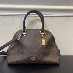 Coach Katy Satchel Signature C Canvas & Leather Handbag/Crossbody Brown & Black